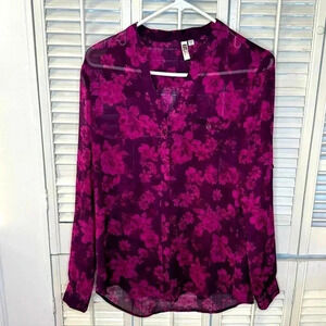 Kut From the kloth Mock neck sheer floral blouse